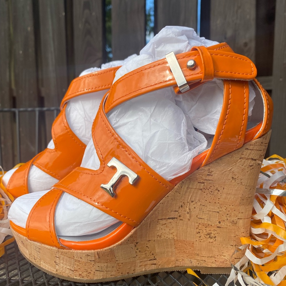 Orange Wedge Heels